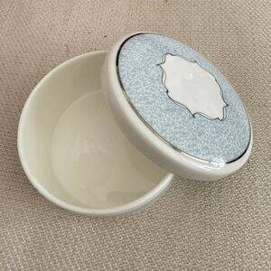 Wedgwood Venice Pattern Bone China Blue and White Powder Trinket Dish